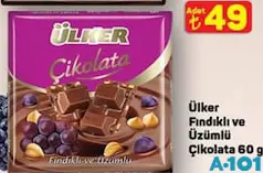 ÜLKER FINDIKLI VE ÜZÜMLÜ SÜTLÜ ÇİKOLATA 60 G